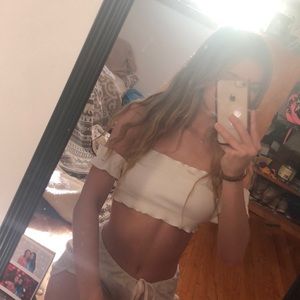 White strapless bathing suit